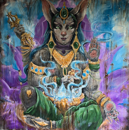 "Cat Goddess" Original Canvas